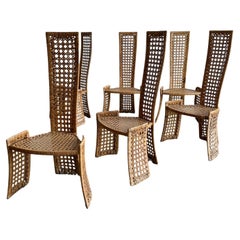 Vintage Danny Ho Fong for Tropi-cal Set of Six Rattan Chairs 
