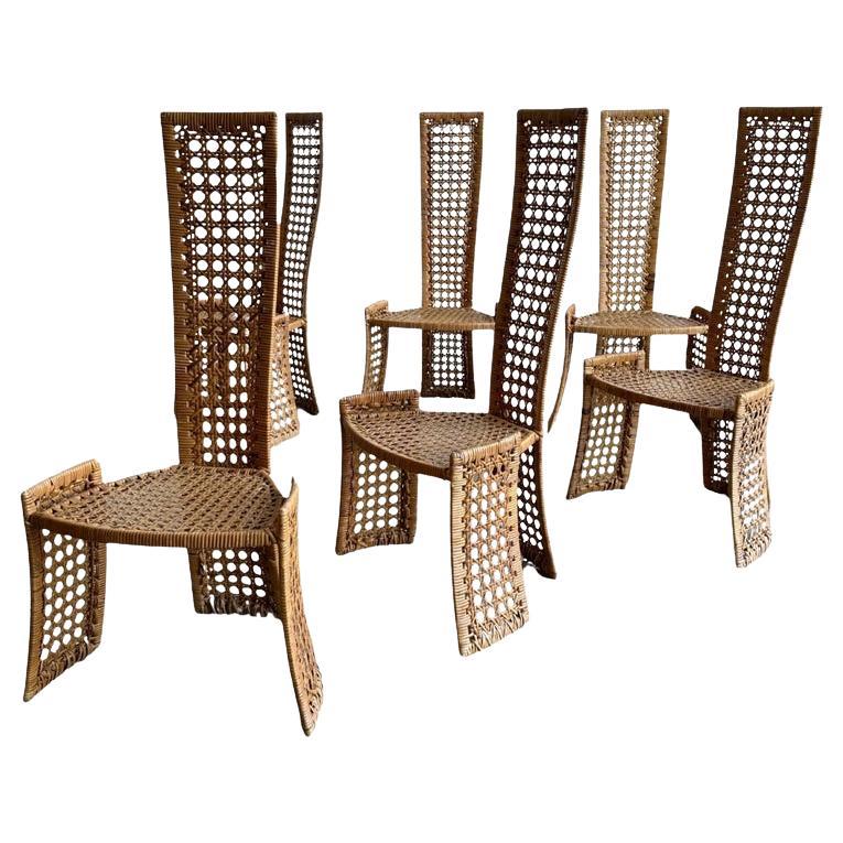 Danny Ho Fong for Tropi-cal Set of Six Rattan Chairs