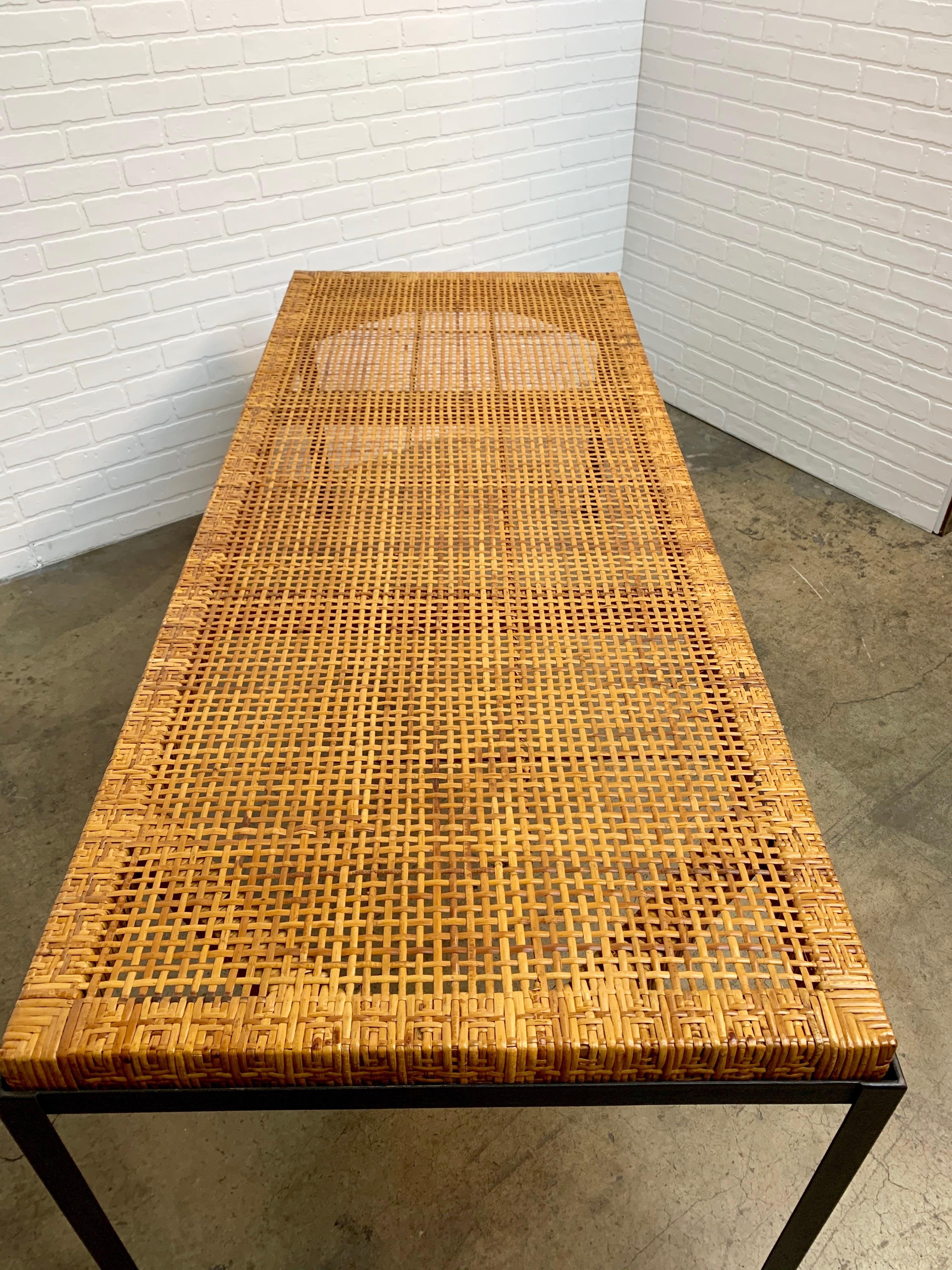 Danny Ho Fong Iron and Cane Top Table In Good Condition In Denton, TX