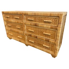 Danny Ho Fong Style Cane and Leather Wrapped Dresser