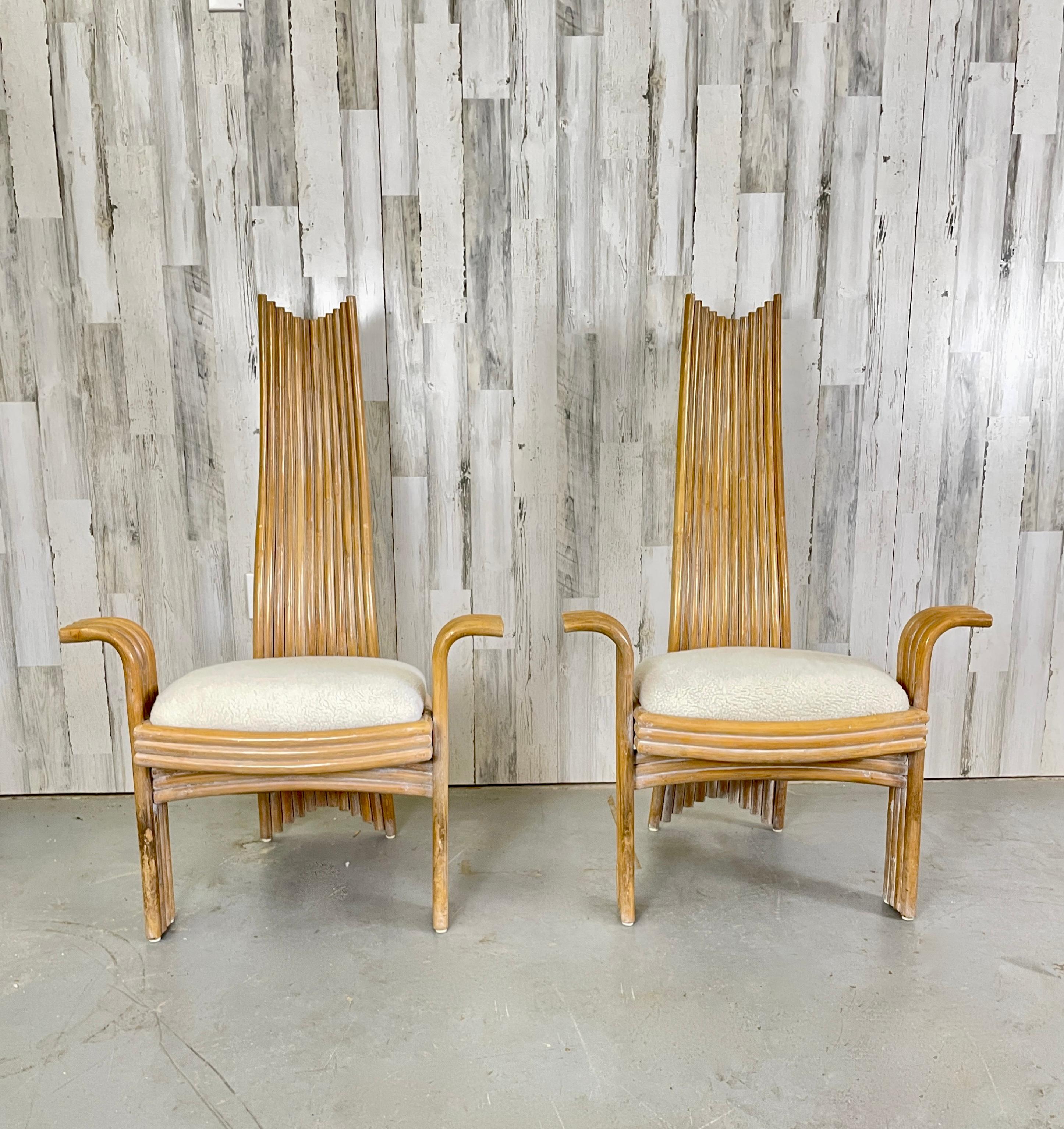 Danny Ho Fong Style Rattan Arm Chairs, A Pair For Sale 5