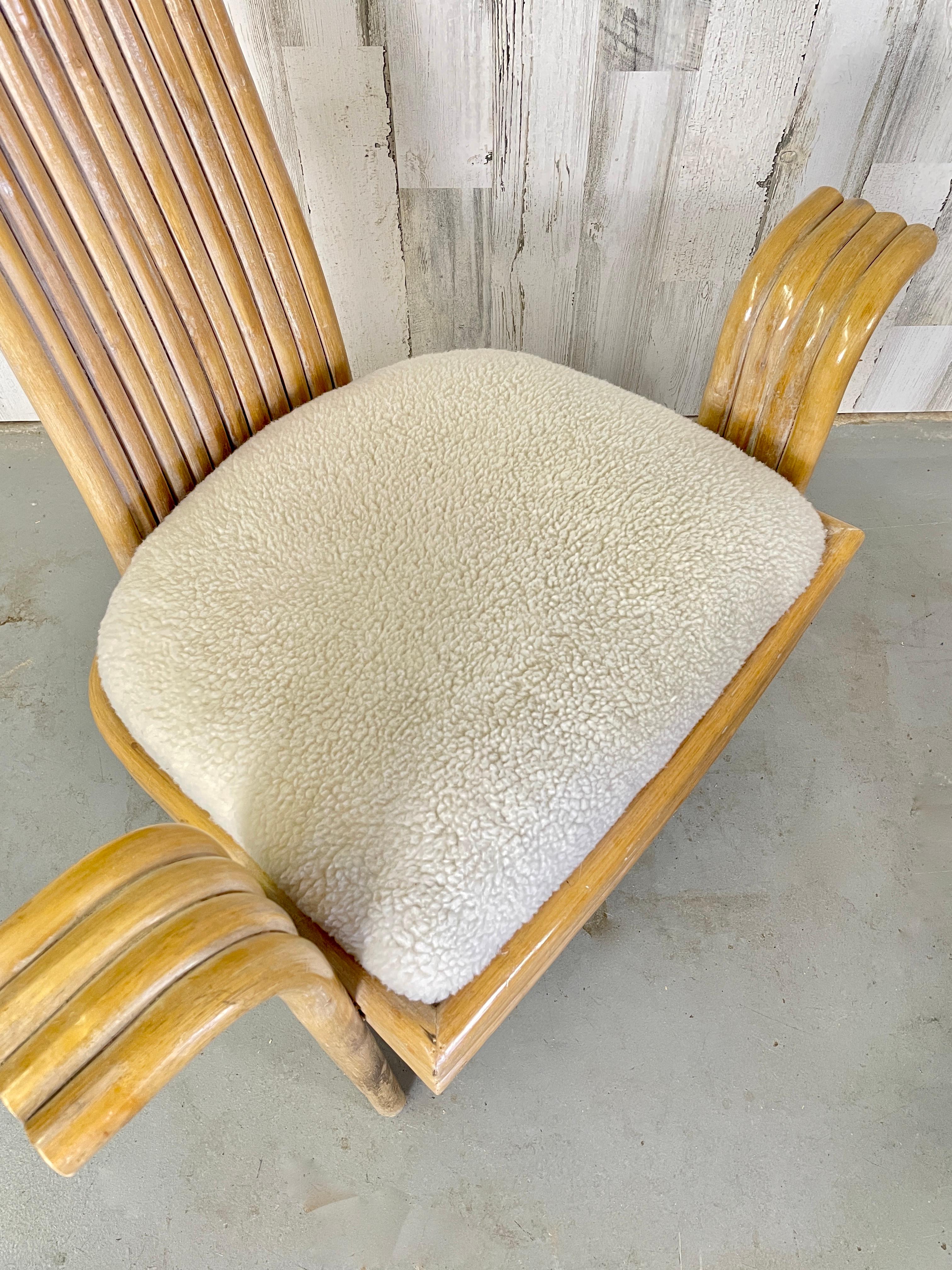 Danny Ho Fong Style Rattan Arm Chairs, A Pair In Good Condition For Sale In Denton, TX