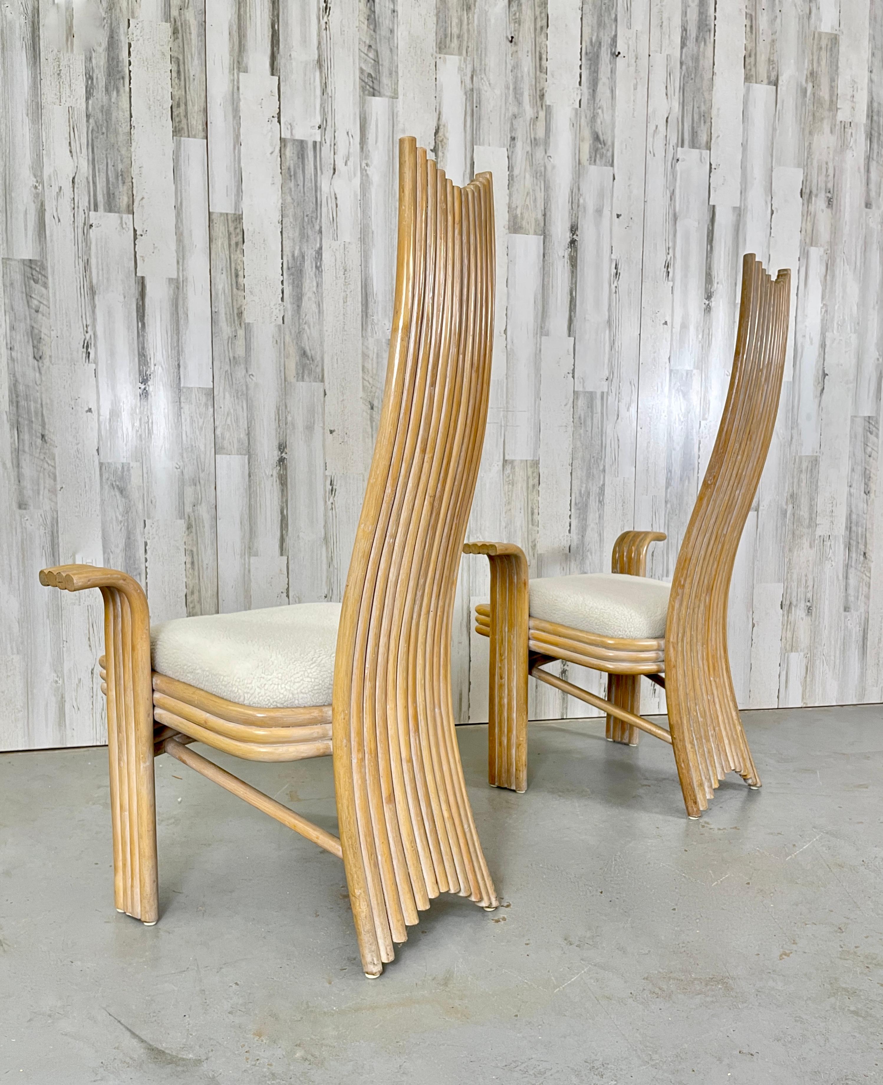 Danny Ho Fong Style Rattan Arm Chairs, A Pair For Sale 2