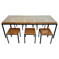 Danny Ho Fong Table and Six Stools for Tropi-cal, 1950s USA