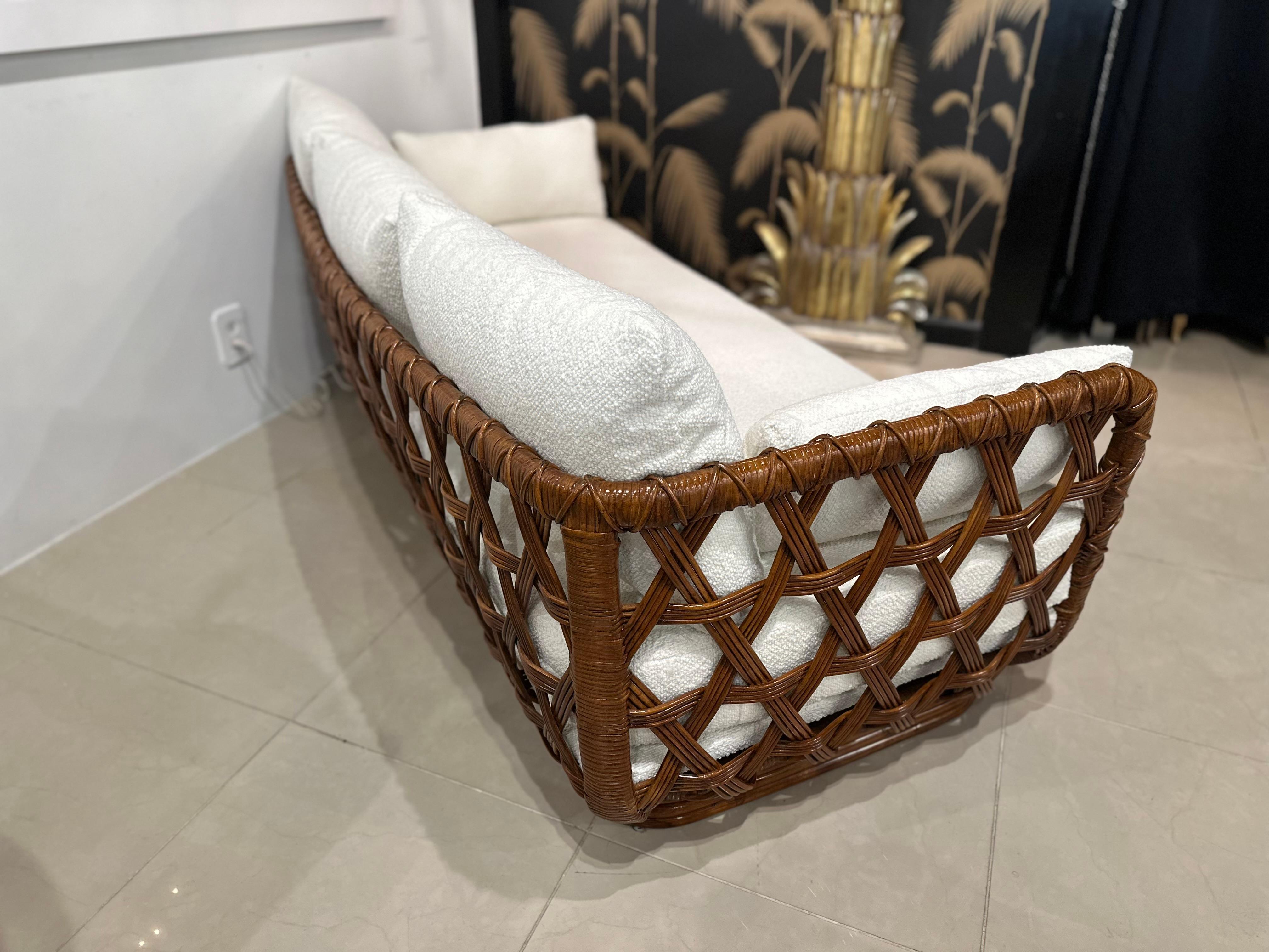 The most special, rare sofa By Danny Ho Fong for Tropical-Cal, 1970s. This is the beloved, rare Tanganika collection. Please see original photos emailed to me from The Fong family of their lovely collection. This sofa is the only example found