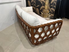 Danny Ho Fong Tanganika Tropi-cal Divano Raro Cesto Rattan Restaurato Boucle