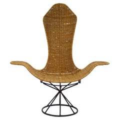 Danny Ho Fong Wave Stuhl für Tropi-Cal aus Rattan und Stahl, 1960er Jahre