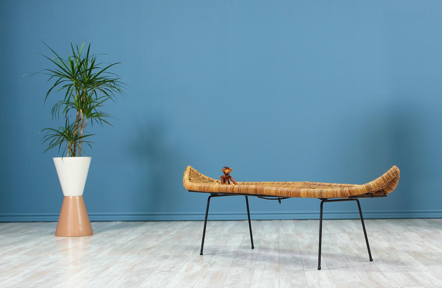 Danny Ho Fong Woven Cane Bench for Tropi-Cal In Excellent Condition In Los Angeles, CA