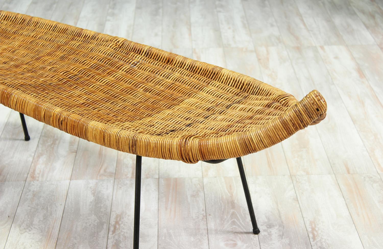 Mid-20th Century Danny Ho Fong Woven Cane Bench for Tropi-Cal