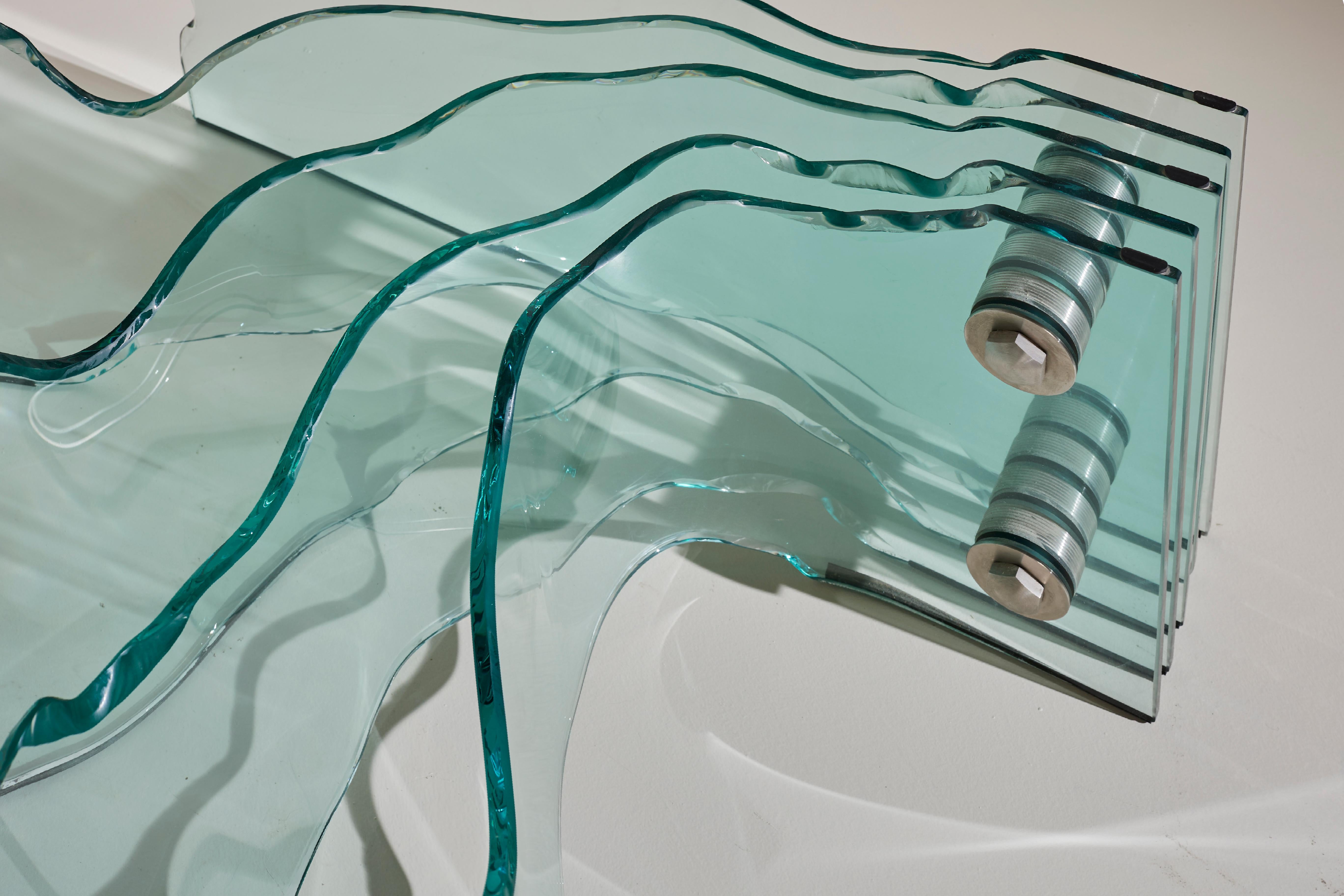 Danny Lane Hand Shaped Glass 'Shell' Coffee Table for Fiam '1989' In Good Condition For Sale In Chiavari, Liguria