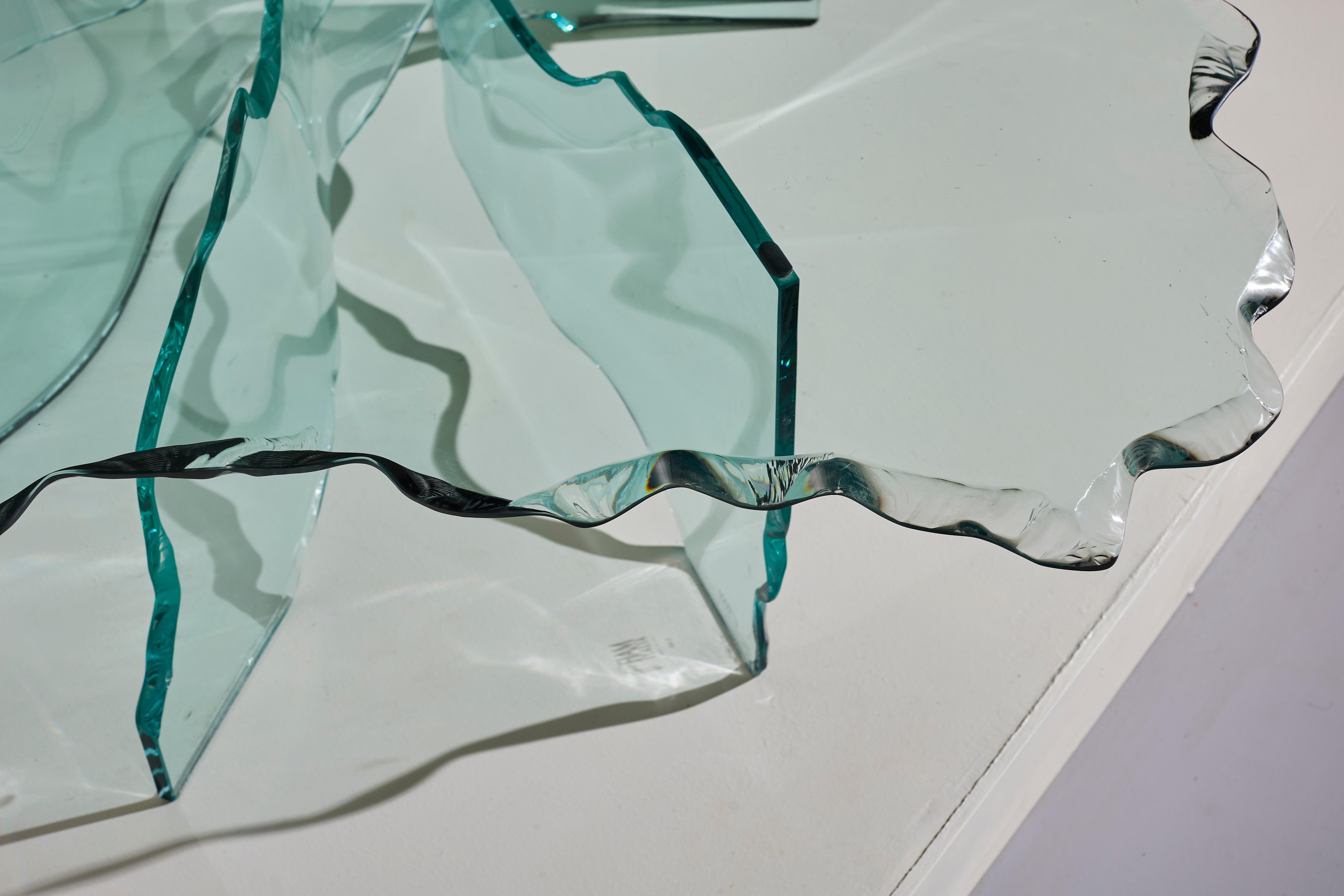 Late 20th Century Danny Lane Hand Shaped Glass 'Shell' Coffee Table for Fiam '1989' For Sale