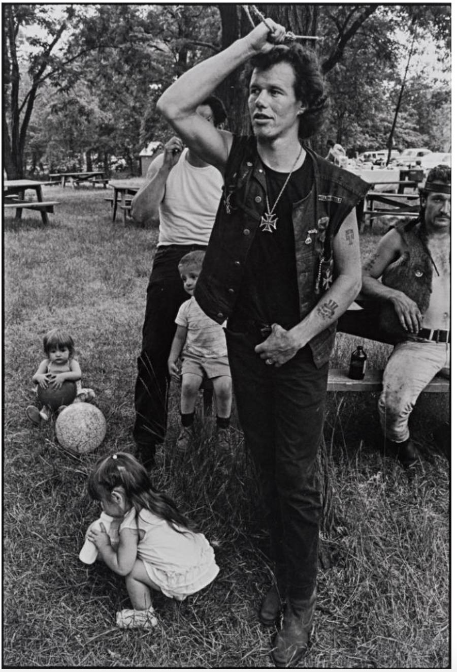 Danny Lyon Portrait Photograph - Cowboy at Rogues’ Picnic, South Chicago, The Bikeriders Portfolio, 1966