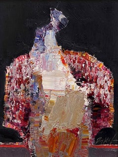 "Afternoon Glow" (2024) di Danny McCaw, ritratto astratto originale dipinto a olio