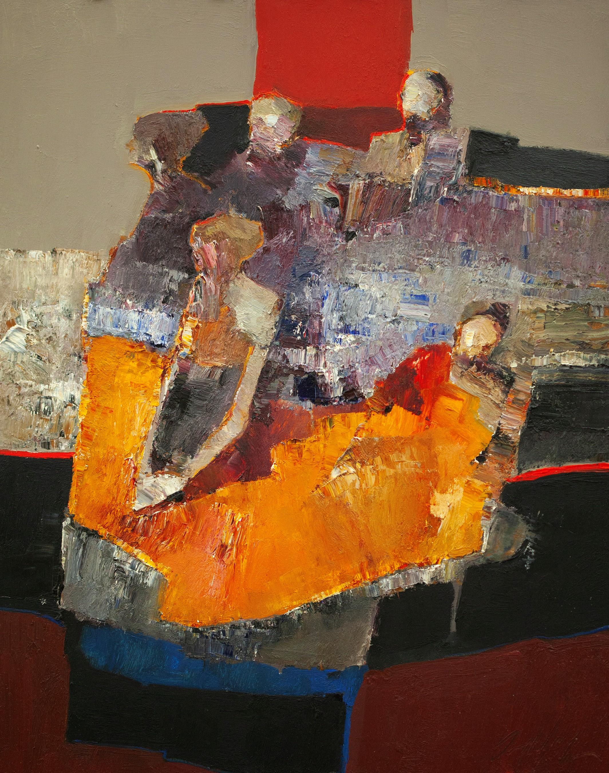"Connected" by Danny McCaw (2024) Abstracted Figures, Oil Painting