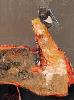 "Echi" (2023) di Danny McCaw, ritratto astratto originale dipinto a olio