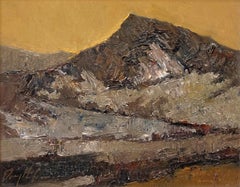 Peinture à l'huile « Golden Hour », paysage de montagne