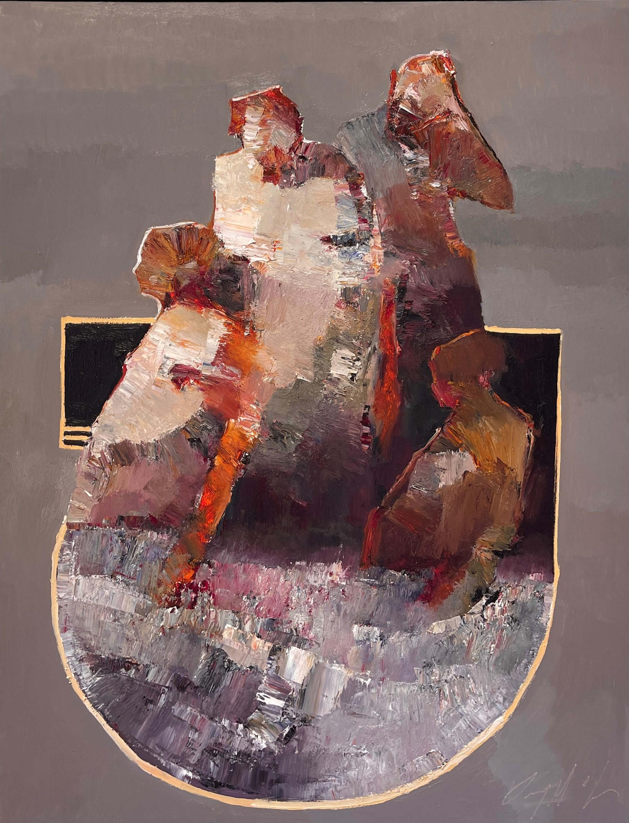 « Groupes » (2025) par Danny McCaw, peinture à l'huile expressionniste abstraite