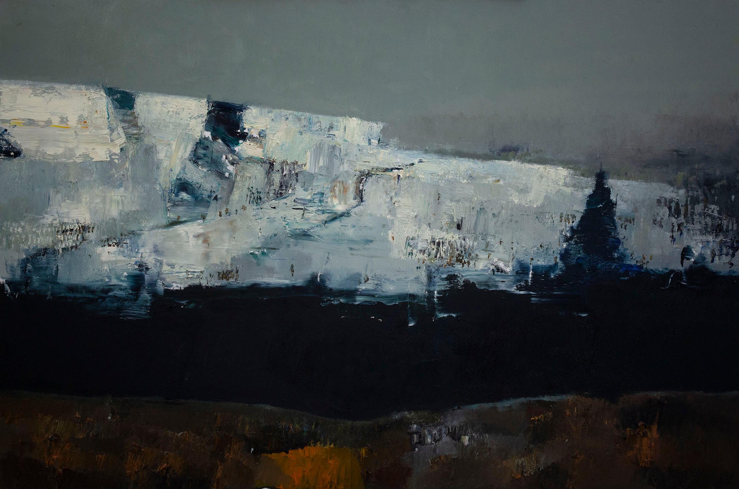 Danny McCaw Landscape Painting - "Landscape with Abstract Patterns" Oil Painting