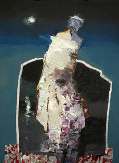 „Night Light“ (2024) von Danny McCaw, Originales abstraktes Porträt-Ölgemälde