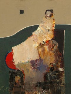 "Rich to Grey" (2024) di Danny McCaw, ritratto astratto originale dipinto a olio