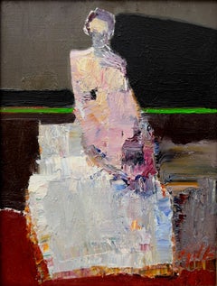 "Ombre" (2024) di Danny McCaw, ritratto astratto originale dipinto a olio