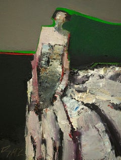 "Rayas" (2024) de Danny McCaw, Pintura al óleo original de retrato abstracto