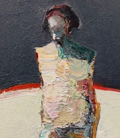 « Thick to Thin » (2024) par Danny McCaw, peinture à l'huile abstraite originale de portrait