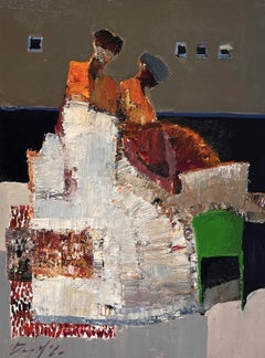 "Pensieri caldi" di Danny McCaw (2024) Figure astratte, pittura a olio