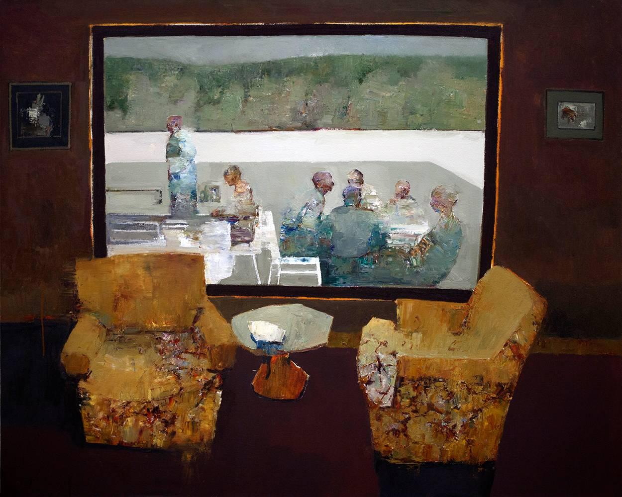 Danny McCaw Figurative Painting - WINDOW SEAT