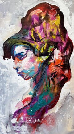 Amy - 21. Jahrhundert, Zeitgenössisches Gemälde, Porträt, Amy Winehouse, Graffiti