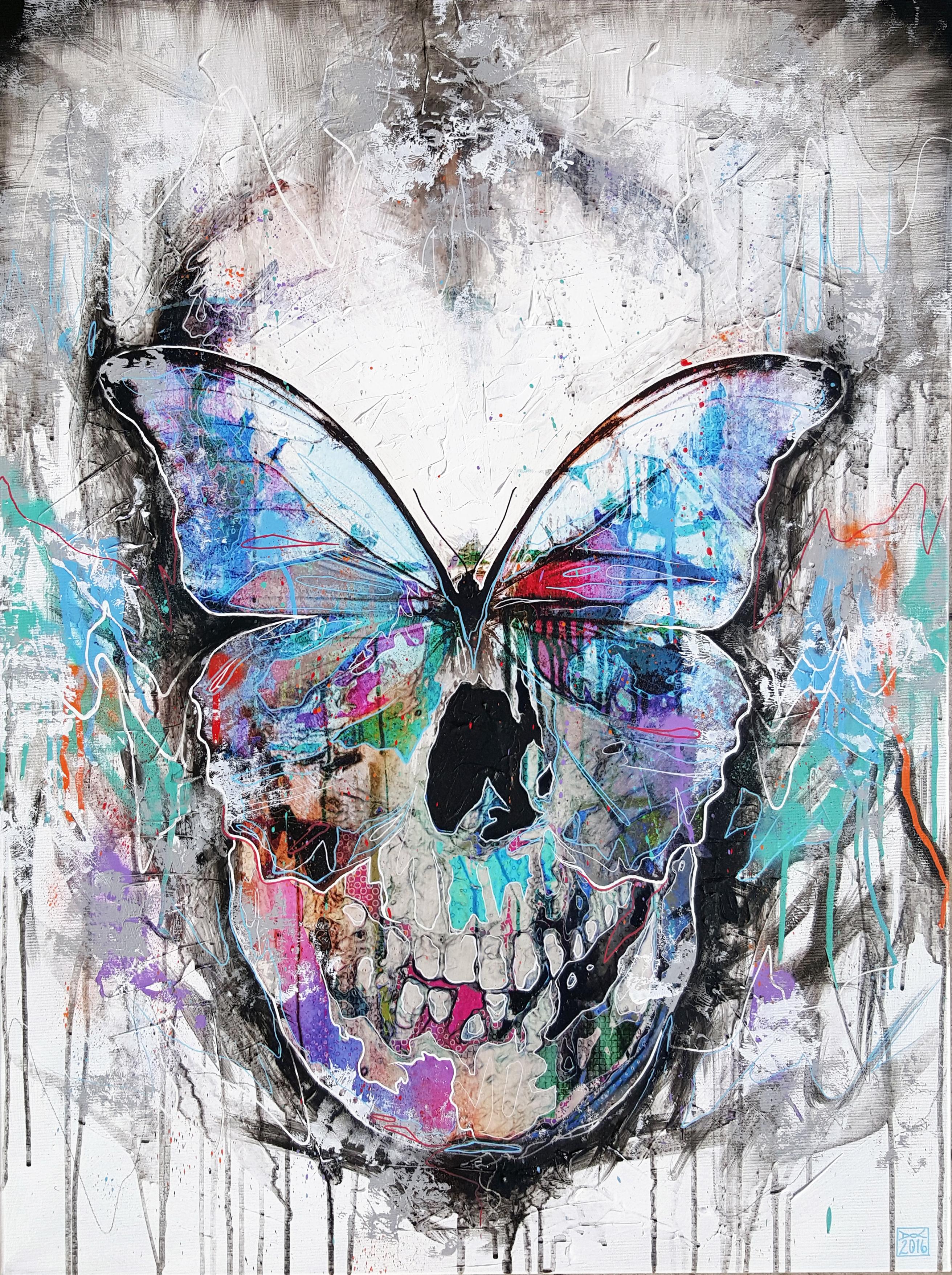 Danny O'Connor Butterfly Skull 21st Century, Contemporary Painting, Modern Art, Portrait at