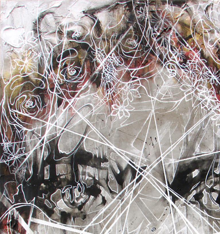 By The Roll Of A Dice - 21st Century, Contemporary Painting, Modern Portrait - Gray Portrait Painting by Danny O'Connor