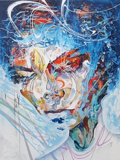 Elle ressemble à l'océan - 21e siècle, peinture contemporaine, portrait moderne