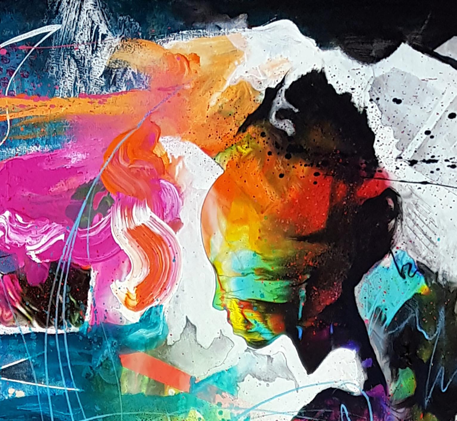 Sbloccare le fortune nascoste - 21° secolo, Pittura contemporanea, Graffiti, Ritratto in vendita 1