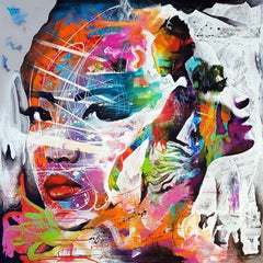 Unlocking Hidden Fortunes - 21st Cent, Contemporary Painting, Graffiti, Portrait