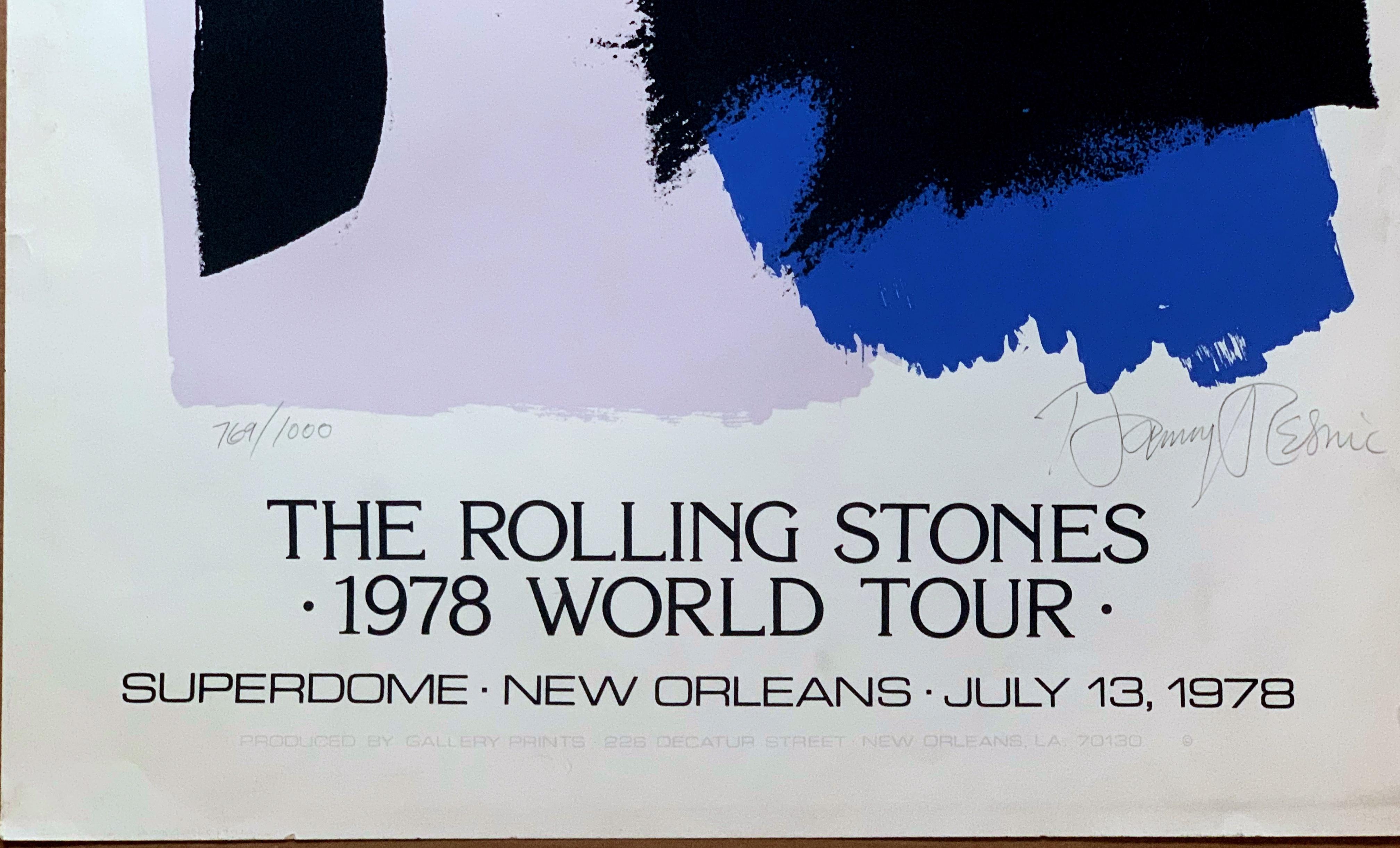 Danny Resnic
Mick Jagger, The Rolling Stones 1978 World Tour, 1978 (hand signed by Danny Resnic)
Offset Lithograph poster. 
Pencil signed and numbered 769/1000 by Danny Resnic on the front
Edition 769/1000
39 × 25 inches
Unframed
This is a true