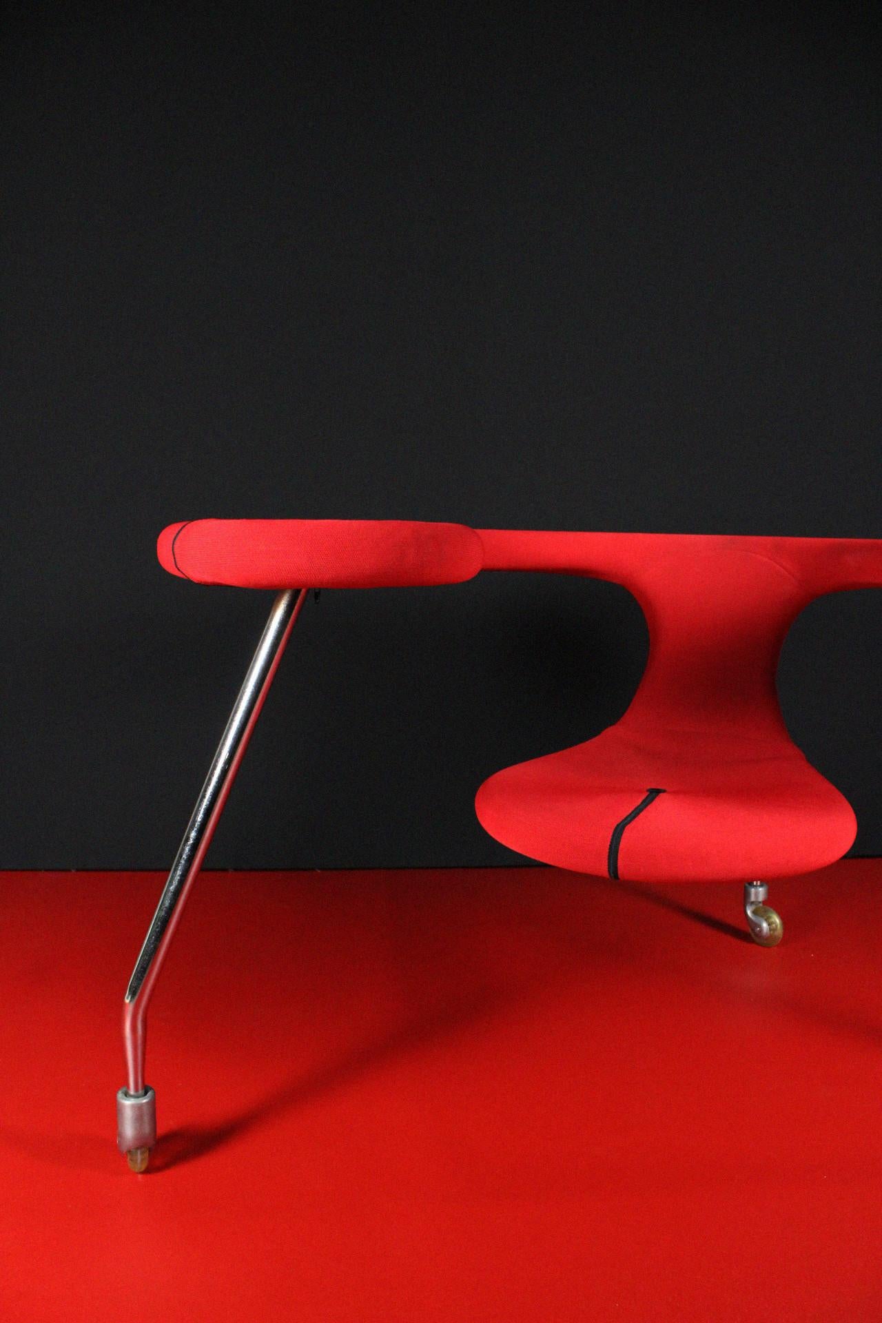 Danny Venlet Bulo Easy Rider Belgium Desk Seat Lounge Space Age Red Chrome In Good Condition For Sale In Antwerpen, BE