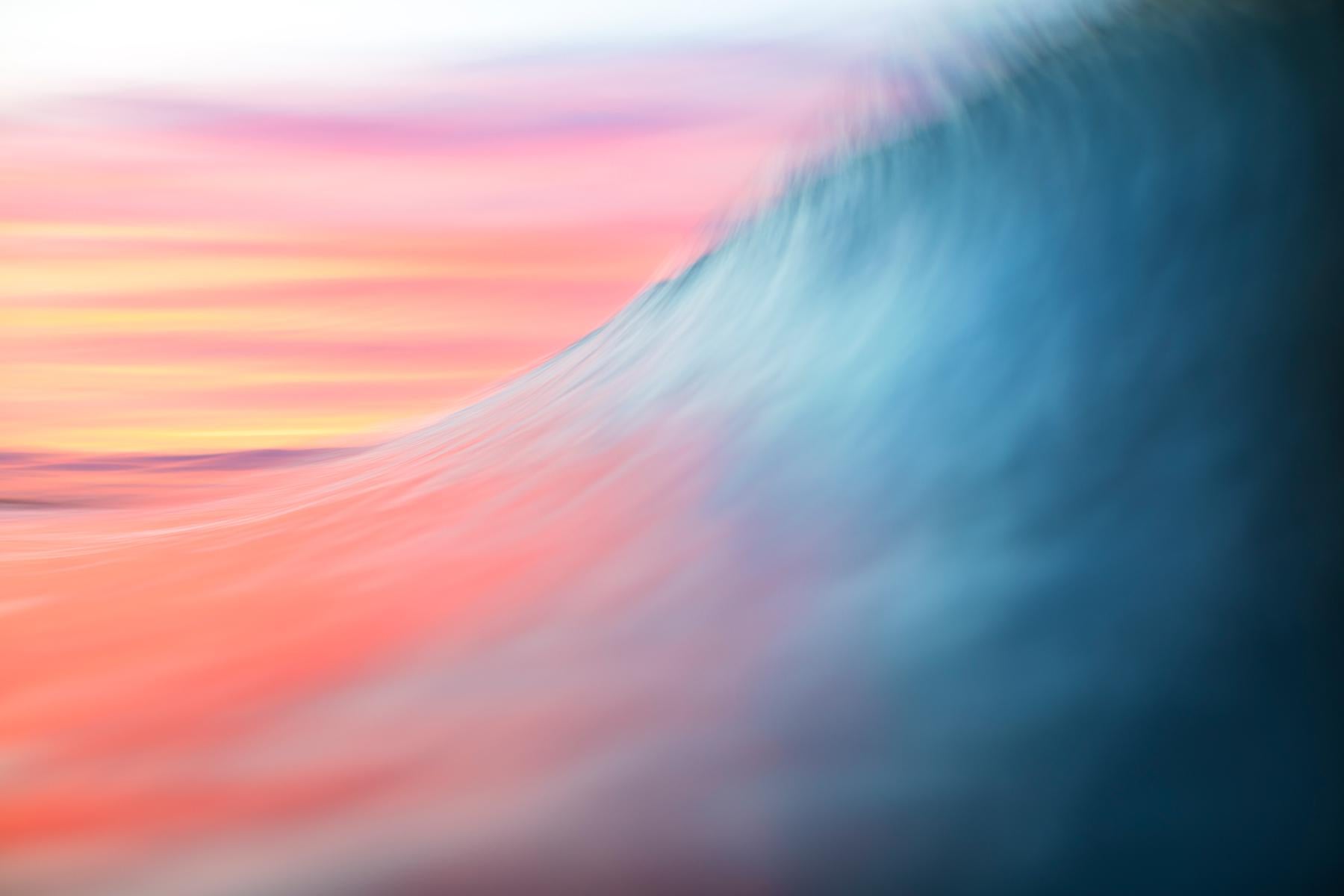 Danny Weiss Color Photograph - Abstract Seascape,  Large-scale water photograph in coral, rose, violet, blue 