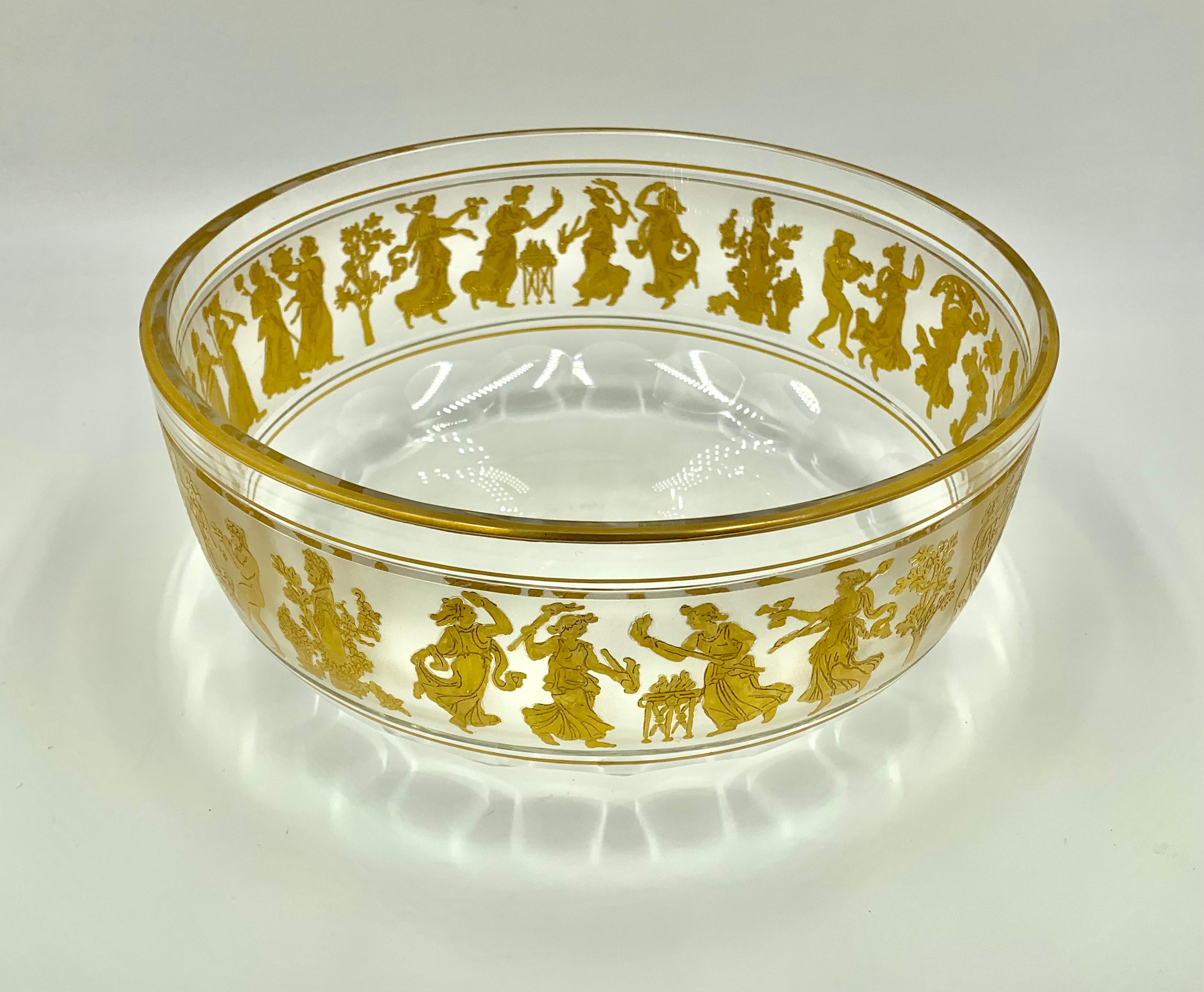 Néoclassique Dans de Flore Val Saint Lambert Coupe de centre de table en cristal de style néoclassique en vente