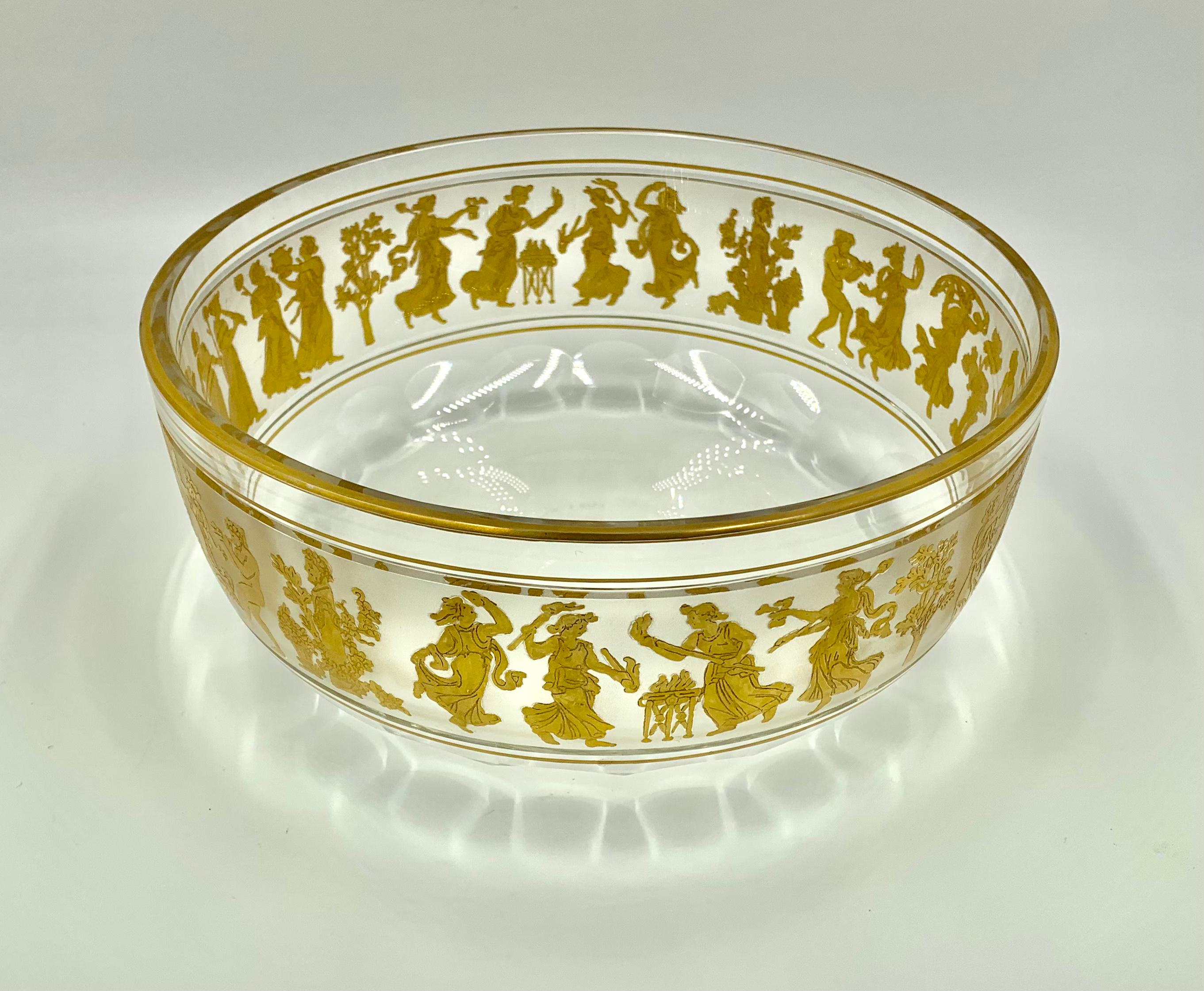 Belgian Dans de Flore Val Saint Lambert Crystal Neoclassical Style Centerpiece Bowl For Sale