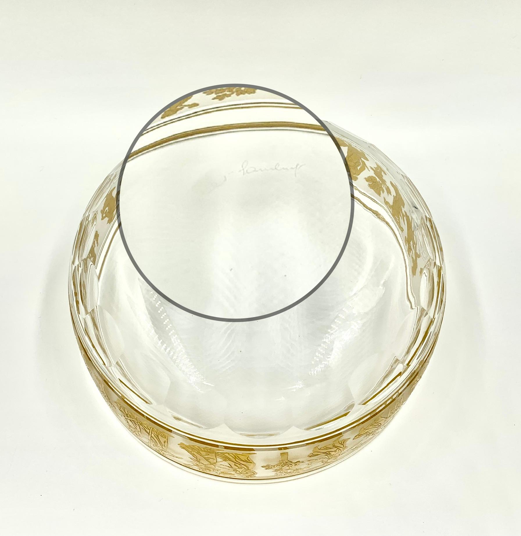 Bol de centre de table de style néoclassique en cristal de Val Saint Lambert « Dans de Flore » Bon état - En vente à New York, NY