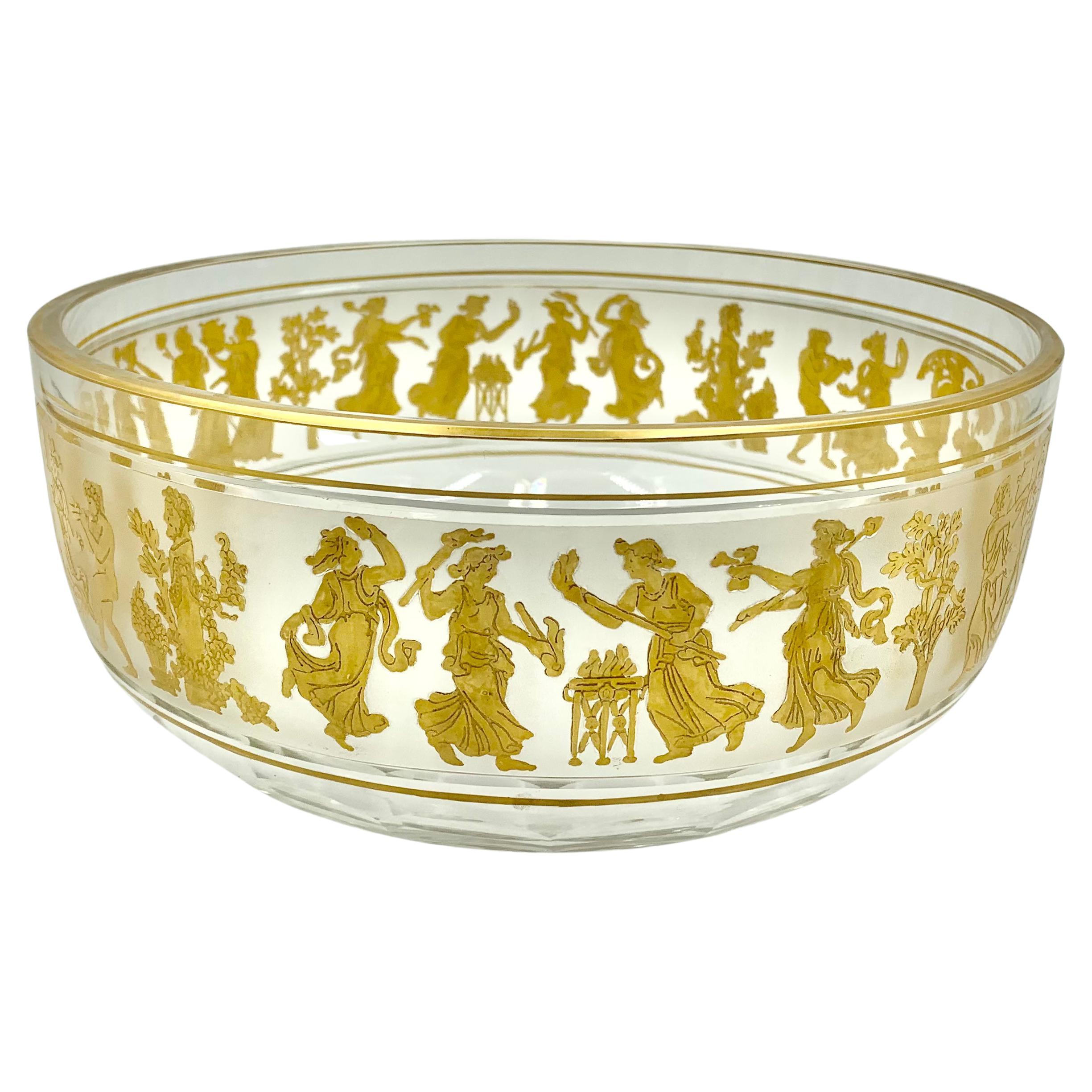 Dans de Flore Val Saint Lambert Crystal Neoclassical Style Centerpiece Bowl For Sale