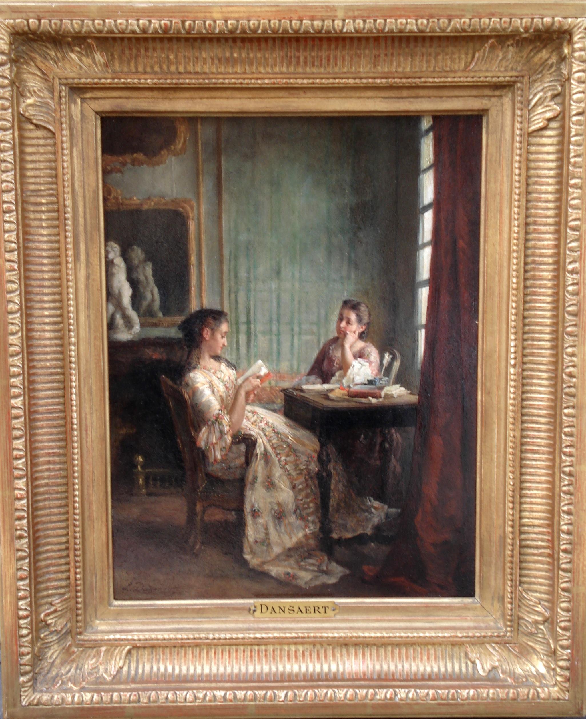 The Reading lesson, oil on panel, signed Leon Marie Dansaert, circa 1870 - Painting by Dansaert Leon Marie
