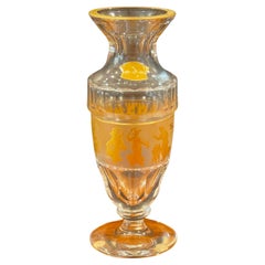 Vintage "Danse de la Flore" Gold Gilt Crystal Vase by Val Saint Lambert with Box