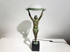 "Danseuse à La Coupe" Table Lamp/Sculpture by Max Le Verrier Signed "Le Verrier"