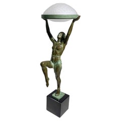 "Danseuse à La Coupe" Table Lamp/Sculpture by Max Le Verrier Signed "Le Verrier"