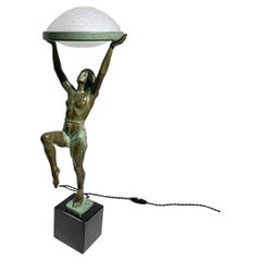 "Danseuse à La Coupe" Tischlampe/Skulptur von Max Le Verrier Signiert "Le Verrier"