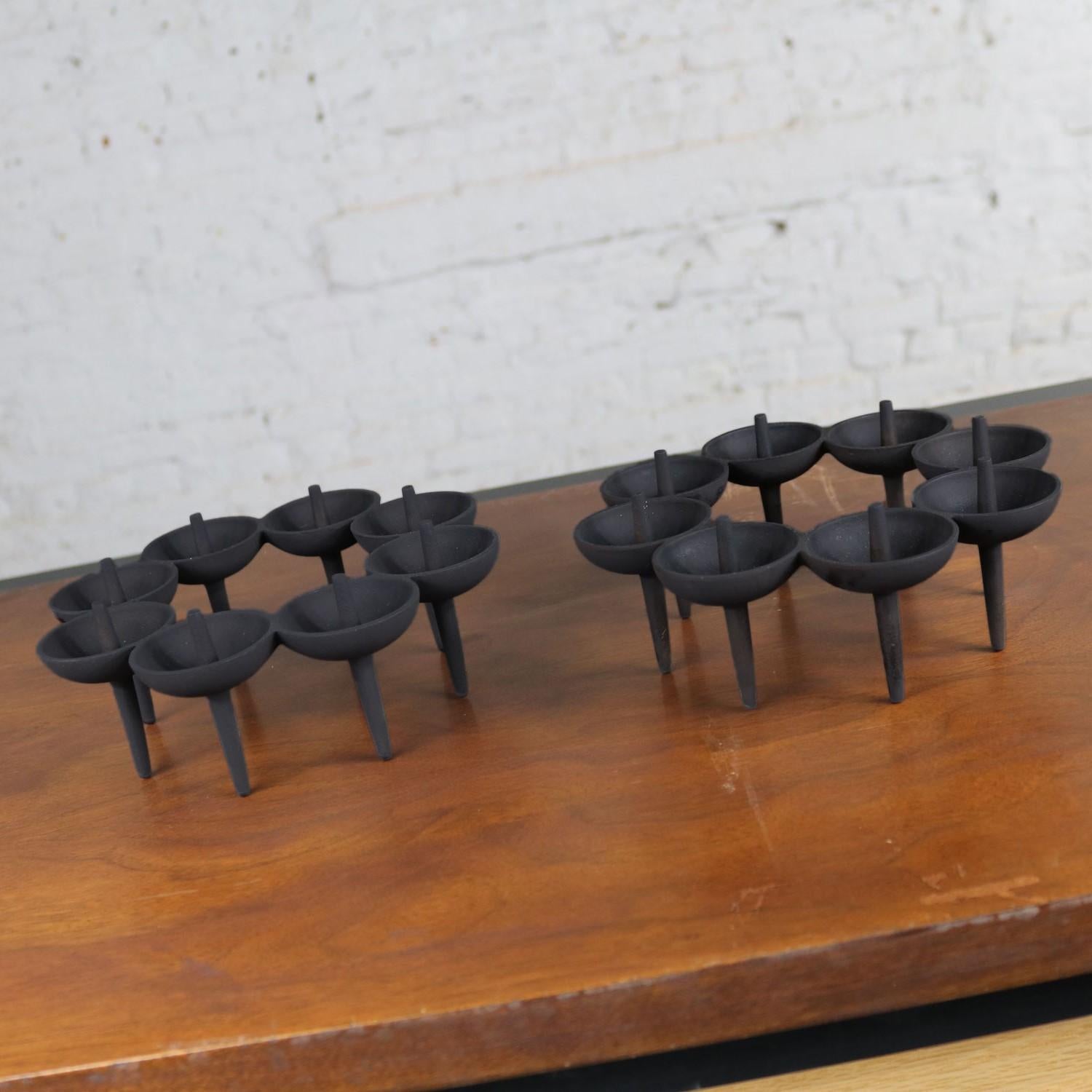 Mid-Century Modern Dansk Black Iron Design with Light Series Candleholders by Borje Rajalin