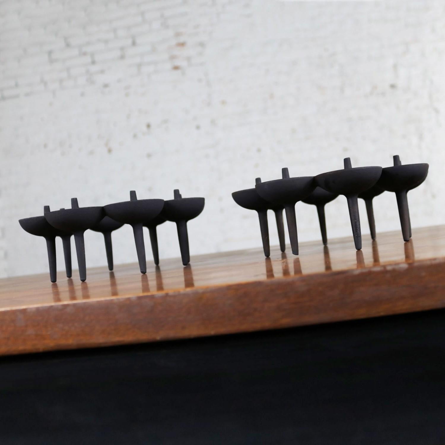 Danish Dansk Black Iron Design with Light Series Candleholders, Borje Rajalin Two Pair
