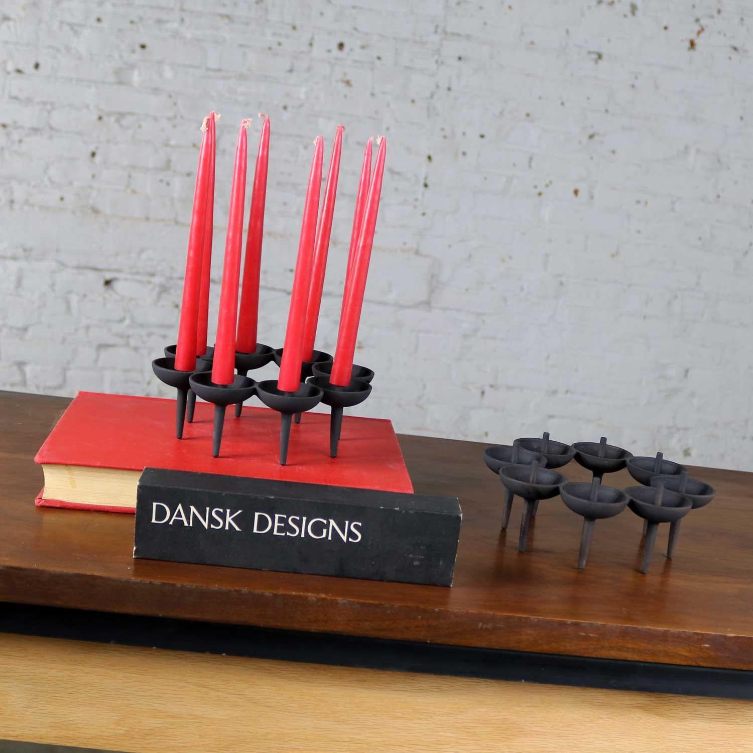 Dansk Black Iron Design with Light Series Candleholders, Borje Rajalin Two Pair In Good Condition In Topeka, KS
